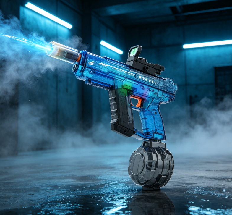 ranslucent Blue Tactical Water Gun – Nighttime Pool Party Toy - Image 2