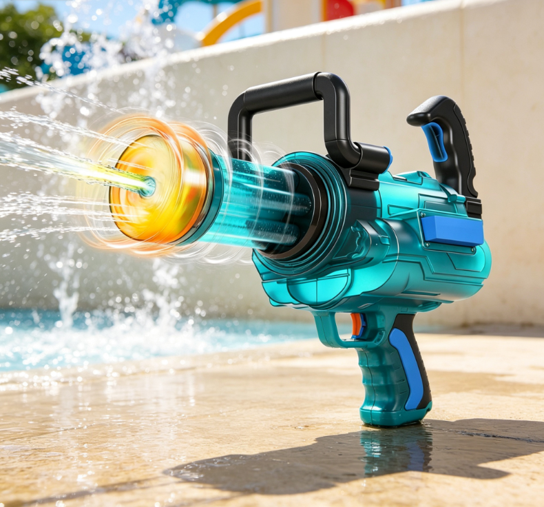 Dual-Grip Gatling-Style Water Gun – High-Output Outdoor Water Toy