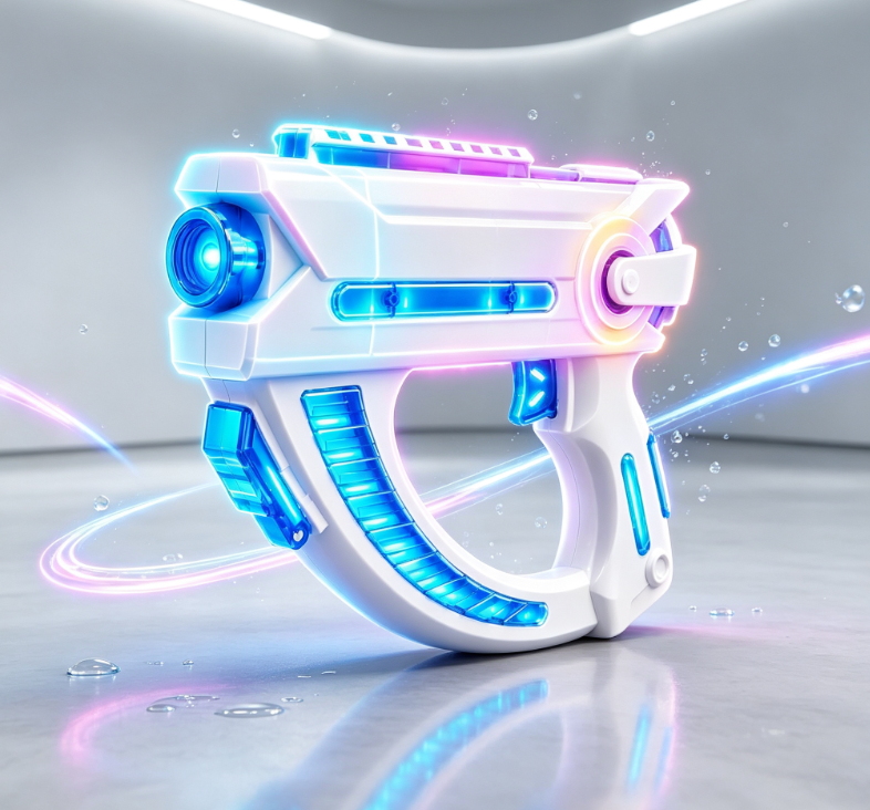 Sci-Fi Style Light-Up Water Gun (White & Blue) – Beach Vacation Water Toy - Image 2