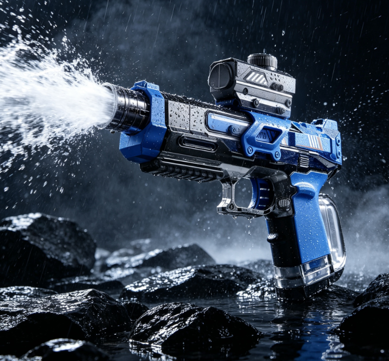 Blue-Black Mecha-Style Water Gun with Scope – Outdoor Water Play Toy