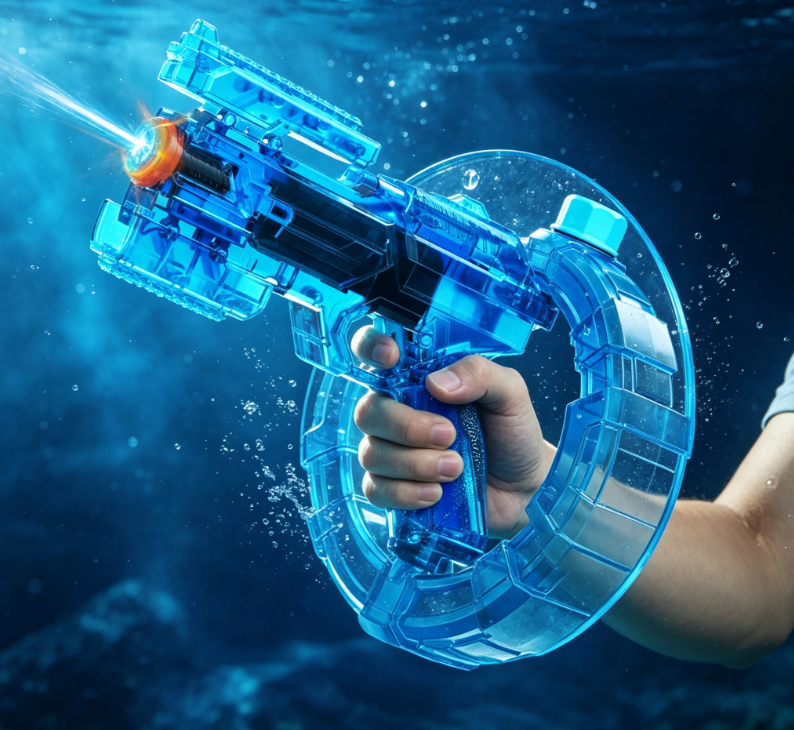 Cool Transparent Blue Ring-Style Water Gun – An Underwater-Ready Toy for Immersive Play