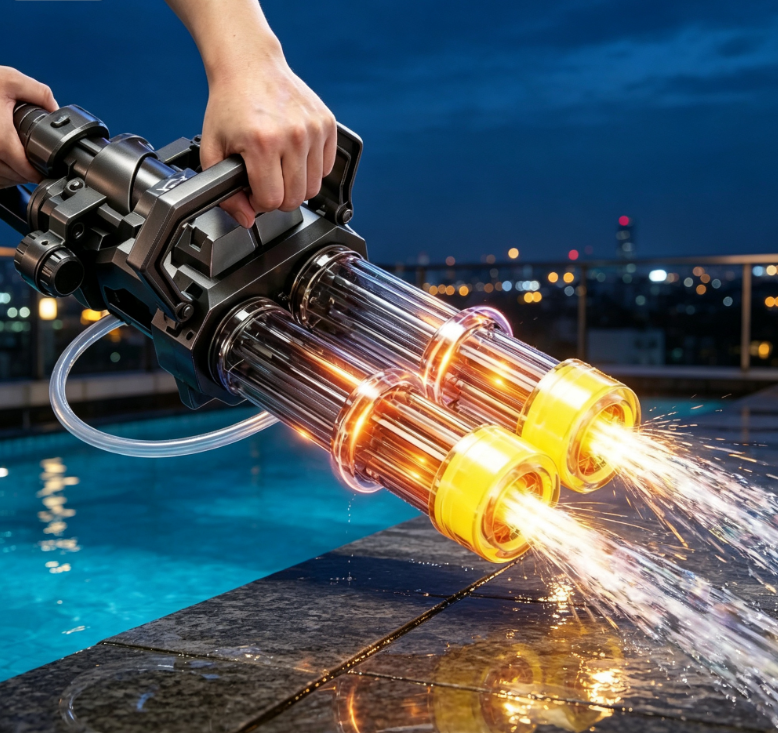Dual-Barrel Transparent Gatling Water Blaster – Backyard Water Play Toy - Image 2