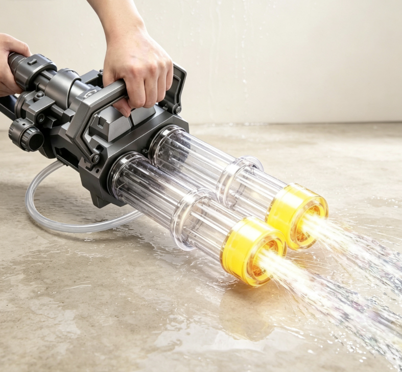 Dual-Barrel Transparent Gatling Water Blaster – Backyard Water Play Toy