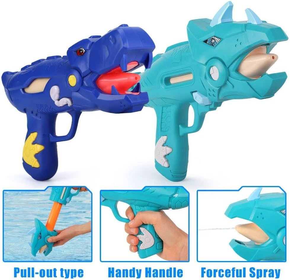 Dinosaur-Shaped Pump-Action Water Gun (2-Pack) – Long-Range Outdoor Toy for Pools and Beaches - Image 2