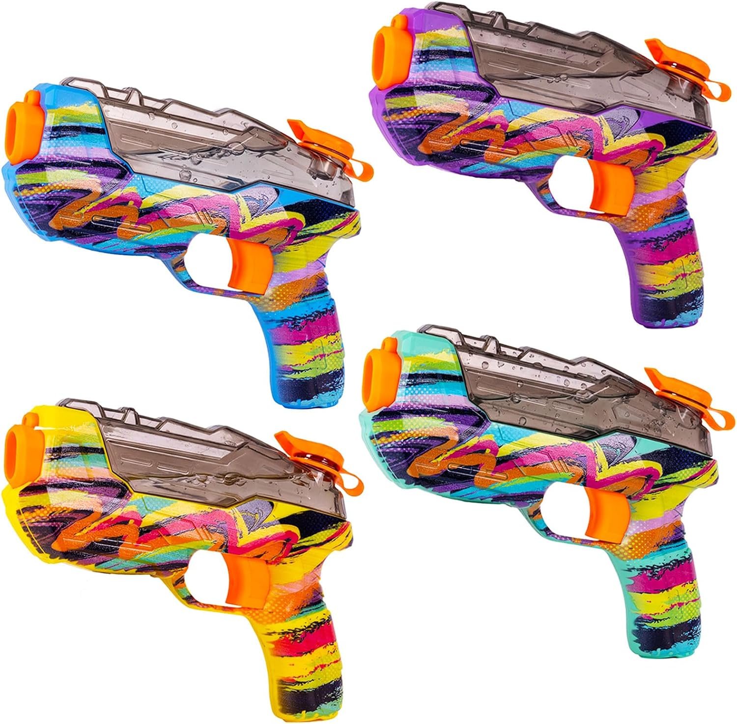 4-Pack Long-Range Trigger-Action Water Guns – Summer Water Play Set for Pools, Beaches, and Yards